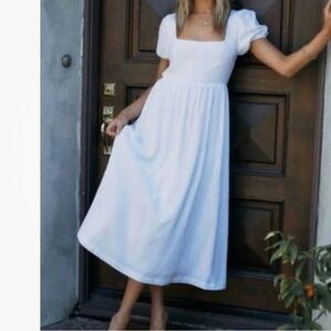 ENDLESS BLU. Open Back Midi Dress In White Sz medium